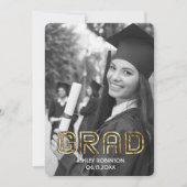 Mooie B&W Bloemen Groen Afstuderen Fotofeest Kaart (Voorkant)