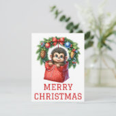 Mooie baby aap kerstkaart (Staand voorkant)