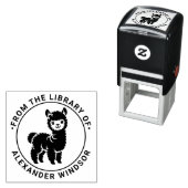 Mooie baby alpaca staand #1 bibliotheek boeknaam  zelfinktende stempel (In situ)
