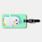 Mooie baby blauwe pinguïn vector kunst bagagelabel (Voorkant horizontaal)