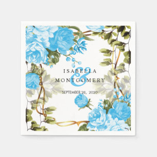 Mooie  Baby Blue Floral bruiloft Servet
