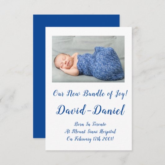 Mooie Baby Boy Aankondiging Kaart (Voorkant / Achterkant)