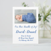 Mooie Baby Boy Aankondiging Kaart (Staand voorkant)