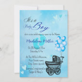 Mooie Baby Boy Blauw Baby shower Uitnodiging (Voorkant)