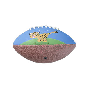 Mooie baby cheeta Cartoon illustratie aan het renn American Football
