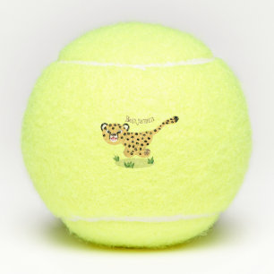Mooie baby cheeta die loopt cartoon illustratie tennisballen