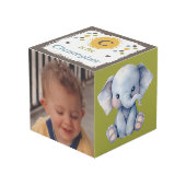 Mooie baby dieren foto naam voor kinderkamer groen kubus (Voorkant hoekig)