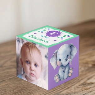 Mooie baby dieren foto naam voor kinderkamer paars kubus