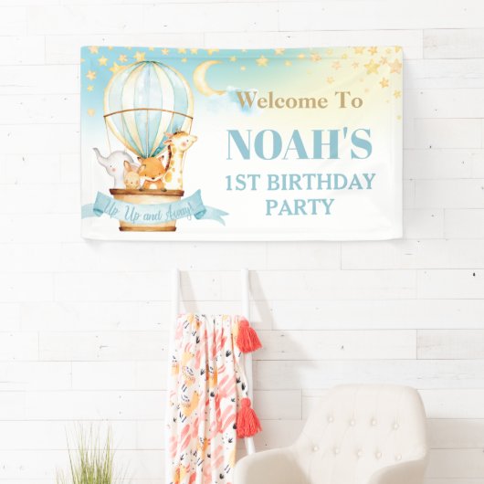 Mooie baby dieren hete luchtballon verjaardags wel spandoek (Insitu)