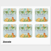 Mooie Baby Dinosaur Gebladerte Retouradres Vierkante Sticker (Vel)