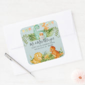 Mooie Baby Dinosaurus Gebladerte Retouradres Vierkante Sticker (Envelop)