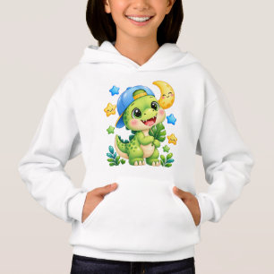 Mooie baby dinosaurus glanzende kids witte hoodie