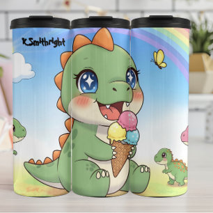 Mooie baby dinosaurus ijs thermosbeker
