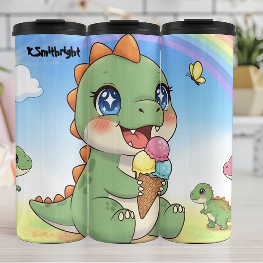 Mooie baby dinosaurus ijs thermosbeker