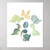 Mooie baby dinosaurus waterverf poster (Voorkant)