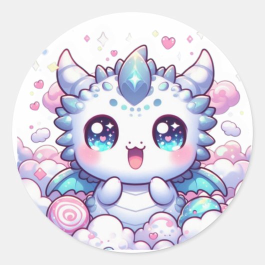 Mooie Baby Draak Kawaii Fantasy Sticker (Voorkant)