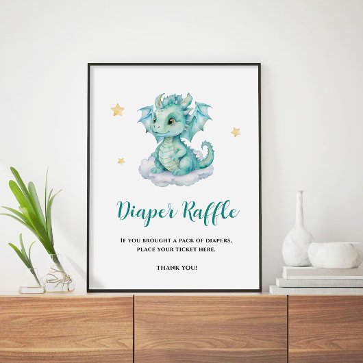 Mooie Baby Draak Luier Raffle Poster