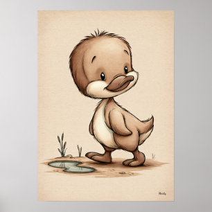 Mooie Baby Eend Nursery Kunst Scandinavische Neutr Poster