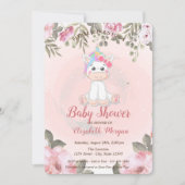 Mooie Baby Eenhoorn, Bloemige Baby Shower Uitnodig Kaart (Voorkant)