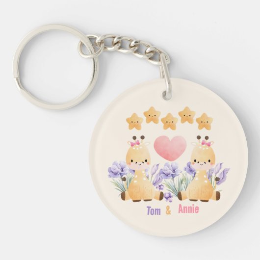 Mooie baby-giraffe acrylsleutelhanger sleutelhanger (Voorkant)