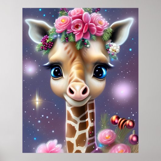 Mooie baby-giraffe-afbeelding poster (Voorkant)