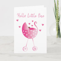 Mooie baby Girl Carriage Gefeliciteerd Roze