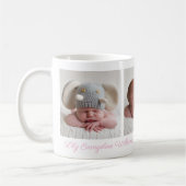 Mooie baby Girl Foto Roze Script Name Koffiemok (Links)