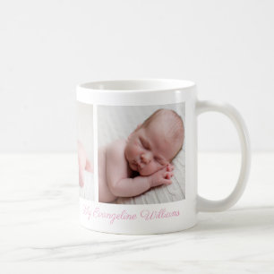 Mooie baby Girl Foto  Roze Script Name Koffiemok