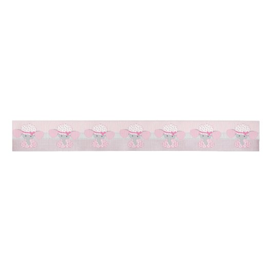 Mooie baby Girl Pink Elephant Grosgrain Lint (Voorkant)