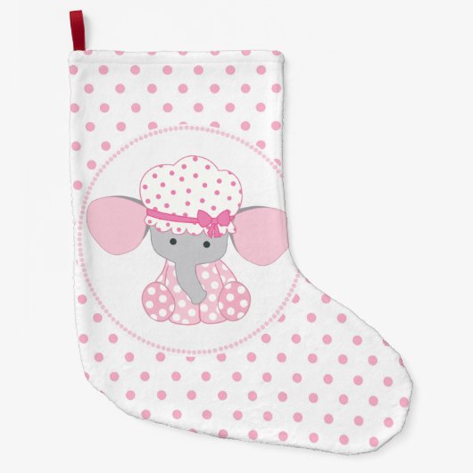 Mooie baby Girl Pink Elephant Grote Kerstsok (Voorkant)