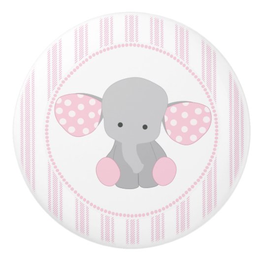 Mooie baby Girl Pink Elephant Keramische Knop (Voorkant)