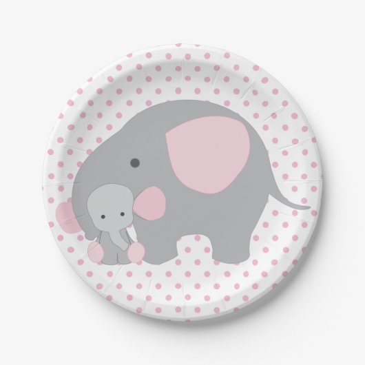 Mooie baby Girl Pink Elephant Papieren Bordje (Voorkant)