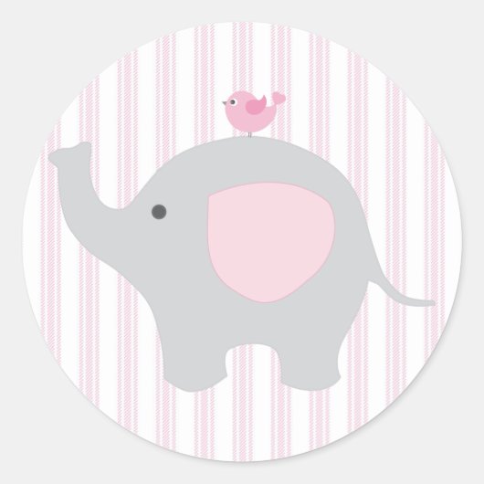 Mooie baby Girl Pink Elephant Ronde Sticker (Voorkant)