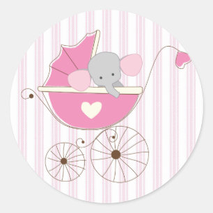 Mooie baby Girl Pink Elephant Ronde Sticker