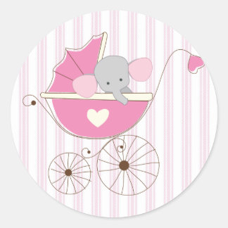 Mooie baby Girl Pink Elephant Ronde Sticker