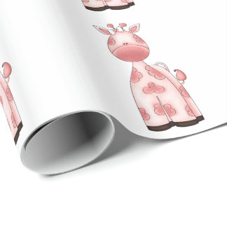 Mooie baby Girl Pink Giraffe Cadeaupapier