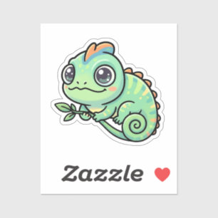 Mooie baby groene kameleon op maat gesneden vinyl  sticker