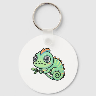 Mooie baby groene kameleon sleutelhanger