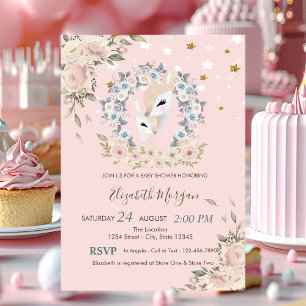Mooie baby herten bloemen, sterren baby shower kaart