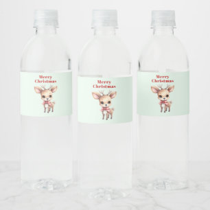 Mooie baby herten cartoon illustratie Kerstmis Waterfles Etiket
