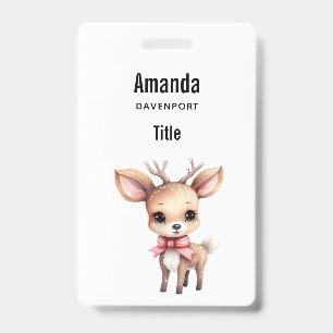 Mooie baby herten cartoonillustratie badge