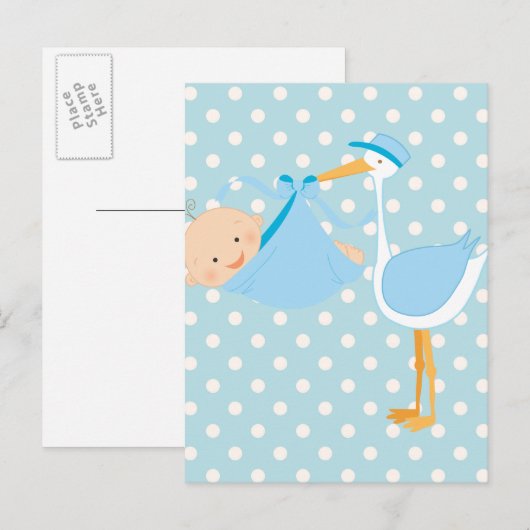 Mooie Baby Het is een jongensooievaar Aankondigingskaart (Voorkant / Achterkant)