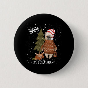Mooie Baby Het Is Koud Buiten Beer En Vos T-shirt Ronde Button 5,7 Cm