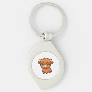 Mooie Baby Highland Koe Metalen Sleutelhanger
