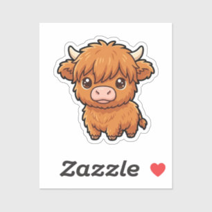 Mooie baby hooglandrund sticker van op maat gesned