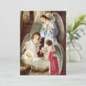 Mooie Baby Jezus en Angels Kerstmis Feestdagenkaart (Staand voorkant)