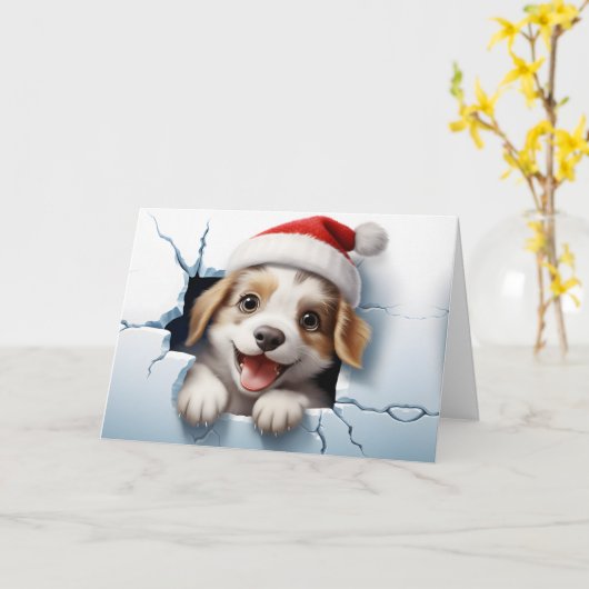 Mooie baby kerst dieren 3D puppy groet Kaart (Gele Bloem)