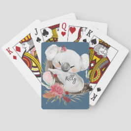 Mooie Baby Koala Goud Spikkels Aangepaste Naam Pokerkaarten