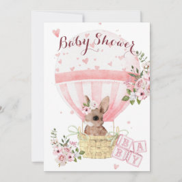 Mooie baby konijn bloem roze baby shower uitnodigi kaart