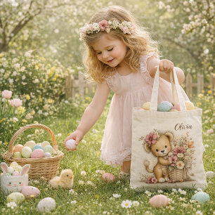 Mooie baby leeuw met bloemen – Kids Pasen tas